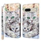 For Google Pixel 7 5G 3D Painted Leather Phone Case(Two Loving Cats) - 1