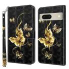 For Google Pixel 7 5G 3D Painted Leather Phone Case(Golden Swallow Butterfly) - 1