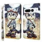 For Google Pixel 7 Pro 5G 3D Painted Leather Phone Case(Naughty Cat) - 1