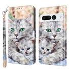 For Google Pixel 7 Pro 5G 3D Painted Leather Phone Case(Two Loving Cats) - 1