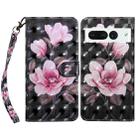 For Google Pixel 7 Pro 5G 3D Painted Leather Phone Case(Pink Flower) - 1