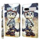 For Google Pixel 7a 5G 3D Painted Leather Phone Case(Naughty Cat) - 1