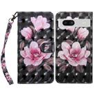 For Google Pixel 7a 5G 3D Painted Leather Phone Case(Pink Flower) - 1