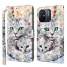 For Xiaomi Redmi 11A 3D Painted Leather Phone Case(Two Loving Cats) - 1