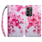For Samsung Galaxy A24 4G 3D Painted Leather Phone Case(Red Flower) - 1