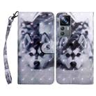 For Xiaomi 12T Pro 3D Painted Leather Phone Case(Husky) - 1