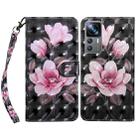For Xiaomi 12T Pro 3D Painted Leather Phone Case(Pink Flower) - 1