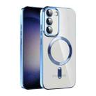 For Samsung Galaxy S23 5G CD Texture Plating TPU MagSafe Phone Case with Lens Film(Sierra Blue) - 1