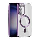 For Samsung Galaxy S23+ 5G CD Texture Plating TPU MagSafe Phone Case with Lens Film(Dark Purple) - 1