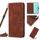 For Infinix Hot 20 Play Skin Feel Heart Pattern Leather Phone Case with Lanyard(Brown) - 1