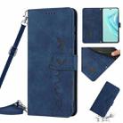 For Infinix Hot 20 Play Skin Feel Heart Pattern Leather Phone Case with Lanyard(Blue) - 1