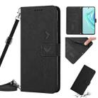 For Infinix Hot 20 Play Skin Feel Heart Pattern Leather Phone Case with Lanyard(Black) - 1