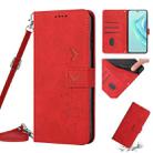 For Infinix Hot 20i Skin Feel Heart Pattern Leather Phone Case with Lanyard(Red) - 1