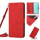 For Motorola Moto E13 Skin Feel Heart Pattern Leather Phone Case with Lanyard(Red) - 1