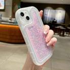 For iPhone 14 Plus Luminous Sequins Glitter Epoxy Phone Case(Pink) - 1