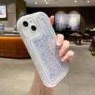 For iPhone 14 Pro Max Luminous Sequins Glitter Epoxy Phone Case(Silver) - 1