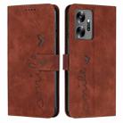 For Infinix Zero 20 Skin Feel Heart Embossed Leather Phone Case(Brown) - 1