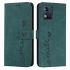 For Motorola Moto E13 Skin Feel Heart Embossed Leather Phone Case(Green) - 1