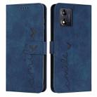 For Motorola Moto E13 Skin Feel Heart Embossed Leather Phone Case(Blue) - 1