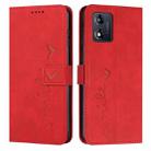 For Motorola Moto E13 Skin Feel Heart Embossed Leather Phone Case(Red) - 1