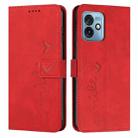 For Motorola Moto G 5G 2023 Skin Feel Heart Embossed Leather Phone Case(Red) - 1