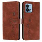 For Motorola Moto G Stylus 5G 2023 Skin Feel Heart Embossed Leather Phone Case(Brown) - 1