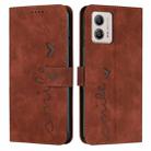 For Motorola Moto G53 5G/G13 4G/G23 4G Skin Feel Heart Embossed Leather Phone Case(Brown) - 1