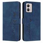 For Motorola Moto G73 Skin Feel Heart Embossed Leather Phone Case(Blue) - 1