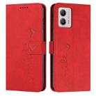 For Motorola Moto G73 Skin Feel Heart Embossed Leather Phone Case(Red) - 1