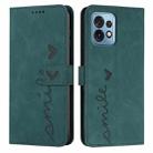 For Motorola Moto X40/X40 Pro/Edge+ 2023 Skin Feel Heart Embossed Leather Phone Case(Green) - 1