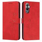 For Tecno Pova 4 Skin Feel Heart Embossed Leather Phone Case(Red) - 1