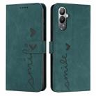 For Tecno Pova 4 Pro Skin Feel Heart Embossed Leather Phone Case(Green) - 1