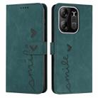 For Tecno Spark Go 2023 Skin Feel Heart Embossed Leather Phone Case(Green) - 1