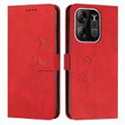 For Tecno Spark Go 2023 Skin Feel Heart Embossed Leather Phone Case(Red) - 1