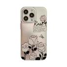 For iPhone 14 Pro Dual-side Silver-pressed Laminating TPU Phone Case(White Rose) - 1