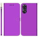 For OPPO Reno8 T 4G Imitated Mirror Surface Horizontal Flip Leather Phone Case(Purple) - 1