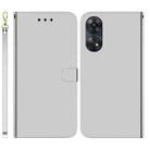 For OPPO Reno8 T 4G Imitated Mirror Surface Horizontal Flip Leather Phone Case(Silver) - 1