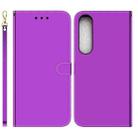 For Sony Xperia 1 IV 2023 Imitated Mirror Surface Horizontal Flip Leather Phone Case(Purple) - 1