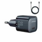 JOYROOM JR-TCF02 PD Type-C 20W Mini Charger with 1m Type-C to 8Pin Cable, Plug:EU Plug(Black) - 1