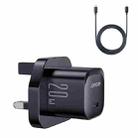 JOYROOM JR-TCF02 PD Type-C 20W Mini Charger with 1m Type-C to 8Pin Cable, Plug:UK Plug(Black) - 1