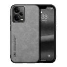 For Xiaomi Redmi Note 12 Global Lamba Skin Feel Magnetic Leather Phone Case(Light Grey) - 1