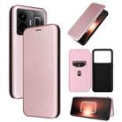 For Realme GT Neo 5 / Realme GT 3 Carbon Fiber Texture Flip Leather Phone Case(Pink) - 1