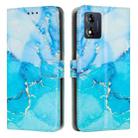 For Motorola Moto E13 Painted Marble Pattern Leather Phone Case(Blue Green) - 1