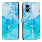 For Motorola Moto G 5G 2023 Painted Marble Pattern Leather Phone Case(Blue Green) - 1