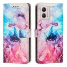 For Motorola Moto G53 5G/G13 4G/G23 4G Painted Marble Pattern Leather Phone Case(Pink Purple) - 1