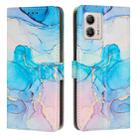 For Motorola Moto G53 5G/G13 4G/G23 4G Painted Marble Pattern Leather Phone Case(Pink Green) - 1