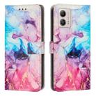 For Motorola Moto G73 Painted Marble Pattern Leather Phone Case(Pink Purple) - 1