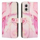 For Motorola Moto G73 Painted Marble Pattern Leather Phone Case(Rose Gold) - 1