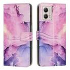 For Motorola Moto G73 Painted Marble Pattern Leather Phone Case(Purple) - 1