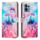 For Motorola Moto X40/X40 Pro/Edge+ 2023 Painted Marble Pattern Leather Phone Case(Pink Purple) - 1